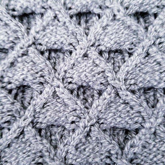 American Eagle Outfitters Crochet 3/4 Sleeve Open Cable Knit Sweater Gray Medium - Picture 8 of 9